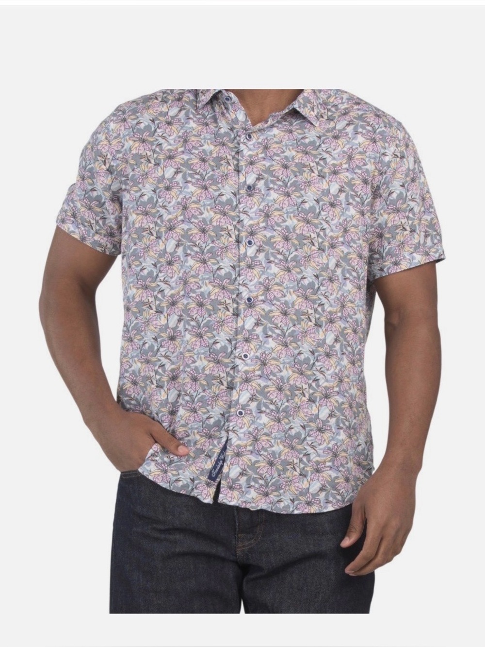 NWT Robert Graham Silverman Linen blend shirt sleeve button down floral size xl